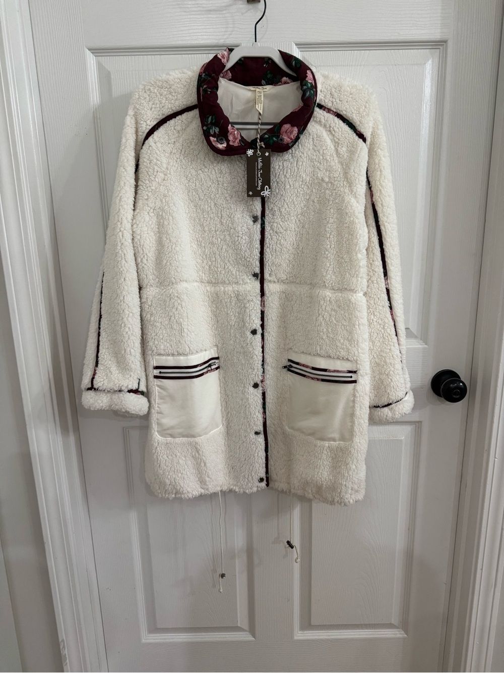 Matilda Jane Cream Teddy Jacket with Floral Trim